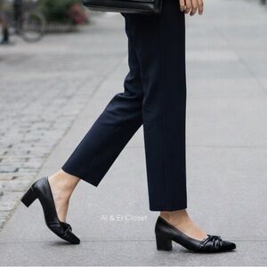 Easy Street Millie Black Pumps Size 10 Medium Low Block Heel with Patent Toe NWB